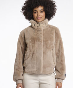 Rino & Pelle Outdoorjacke | Short fake fur jacket | Blusenblazer AMBRA Farbe: Oat